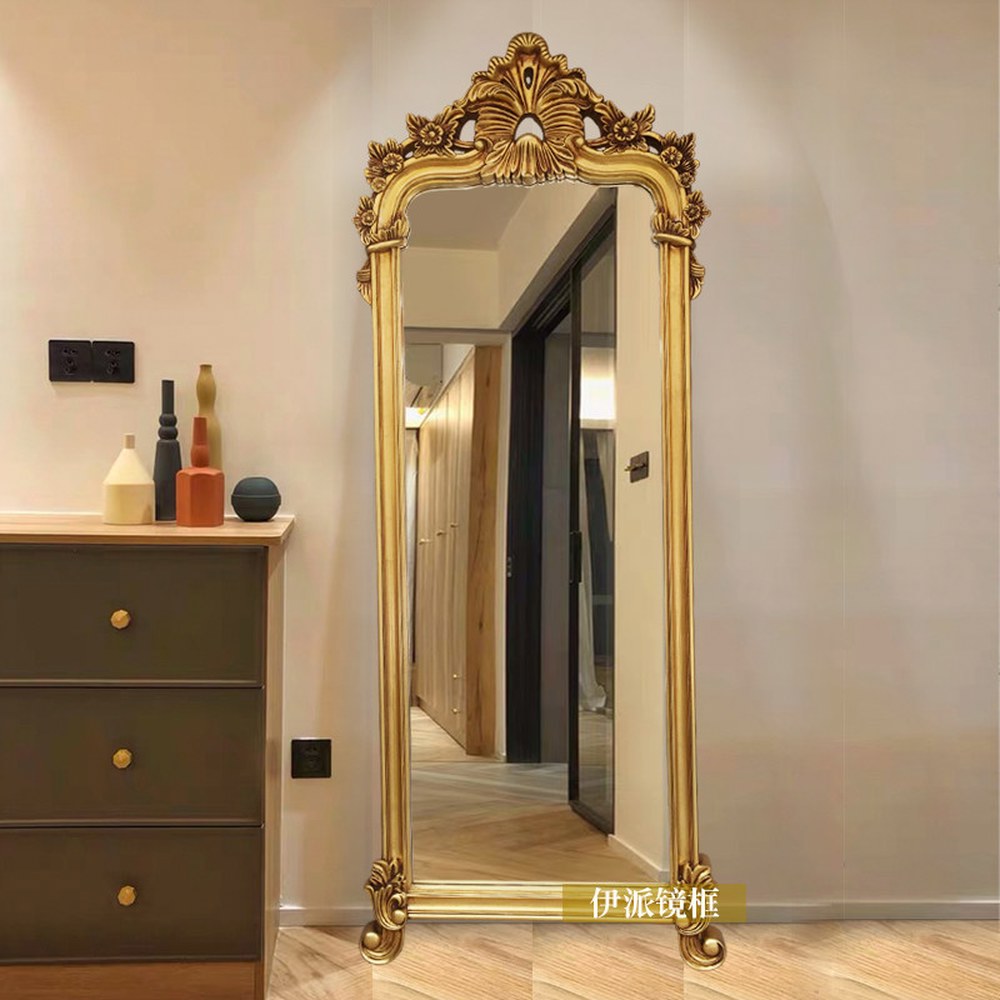 앤티크 69x122CM 포토존 스몰 기타 반대하다 드레스룸 엔틱 전신거울 실버 외틀 현관 미러 벽걸이 HD 웨이브 사각 울트라 웨딩샵 골드 - 상세 이미지 2