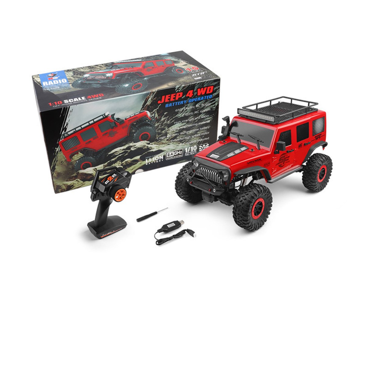 윌토이 트럭 대형 WLTOYS 오프로드 RC카 입문용 붉은색 차량용 배터리 1개 기본 장착 - 상품 이미지