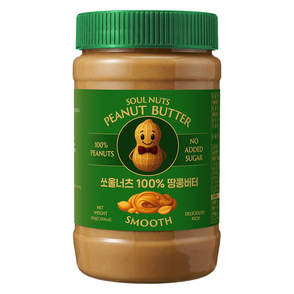 쏘울너츠 무설탕 100% 땅콩버터 스무스 500g, 12개 - 상품 이미지