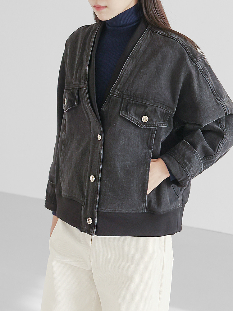 리브블록 데님 자켓 - 상품 이미지