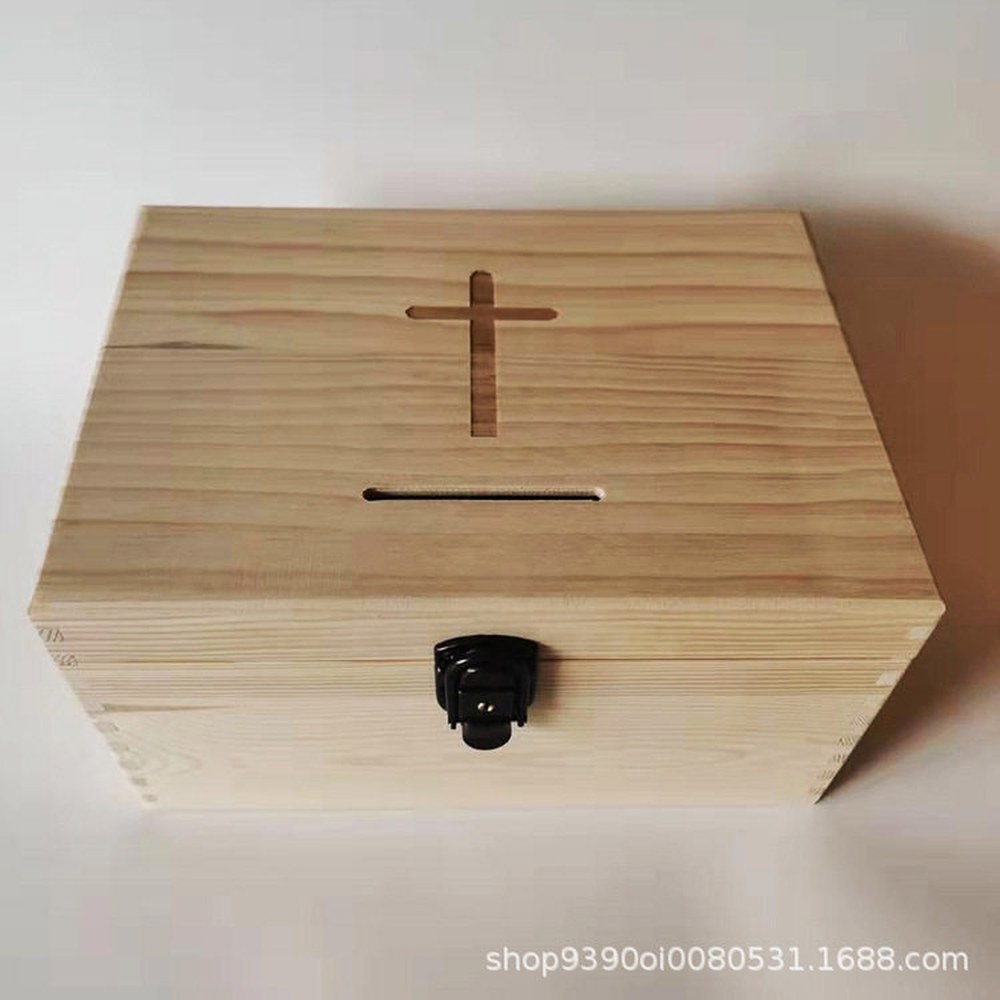 이중 원목 Anniyo 소형 미니 가정교회 십자가 헌금함 기부함 소나무 인테리어 모던 - 상세 이미지 2