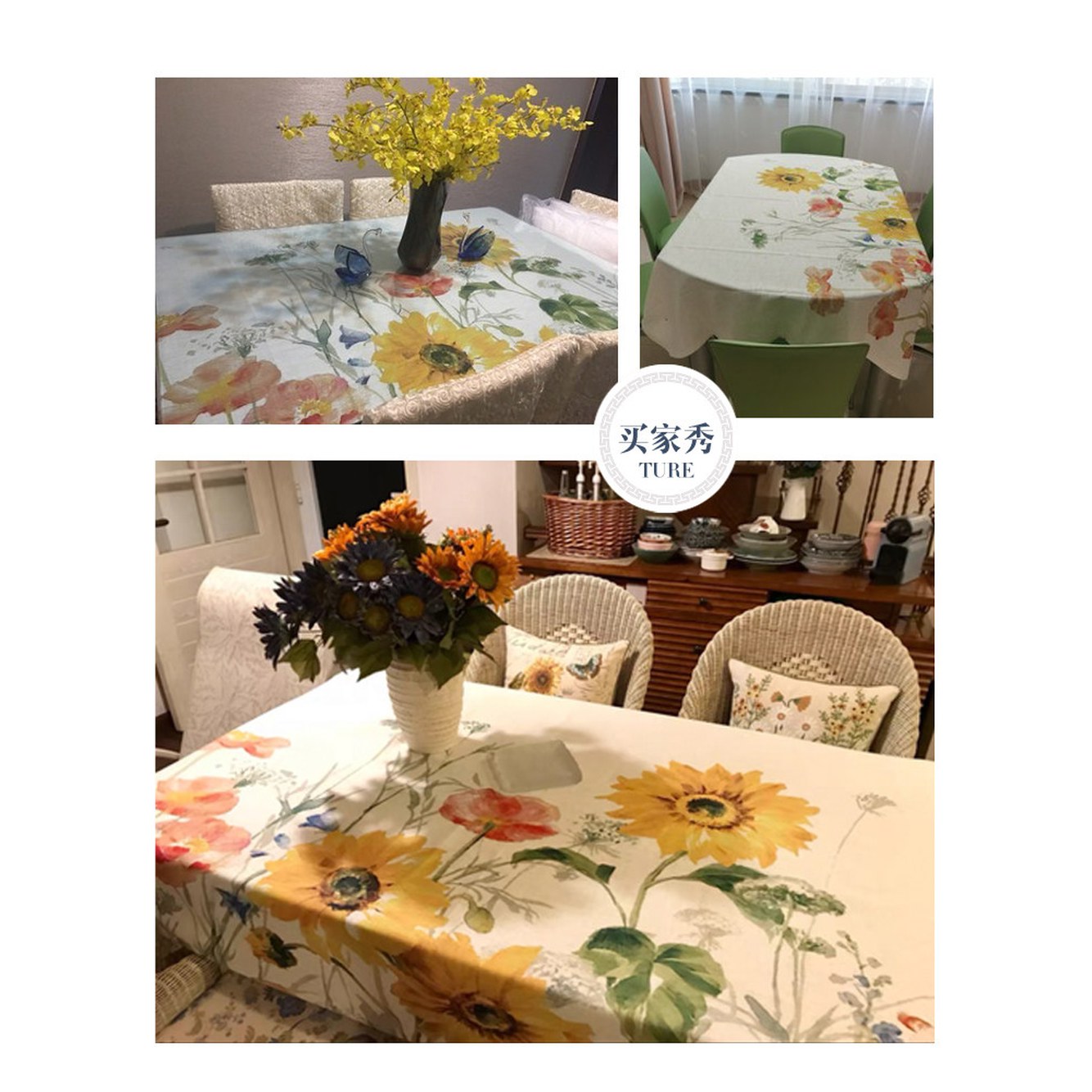 장식 지중해 고흐 유화 썬플라워 해바라기 그림 아트 가정용 식탁보 식 티테이블용 90x130cm 집들이 - 상세 이미지 2