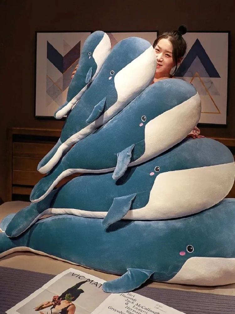 대형 고래 인형 돌고래 바디필로우 애착인형 안고자는 쿠션 블루 80cm - 상세 이미지 2