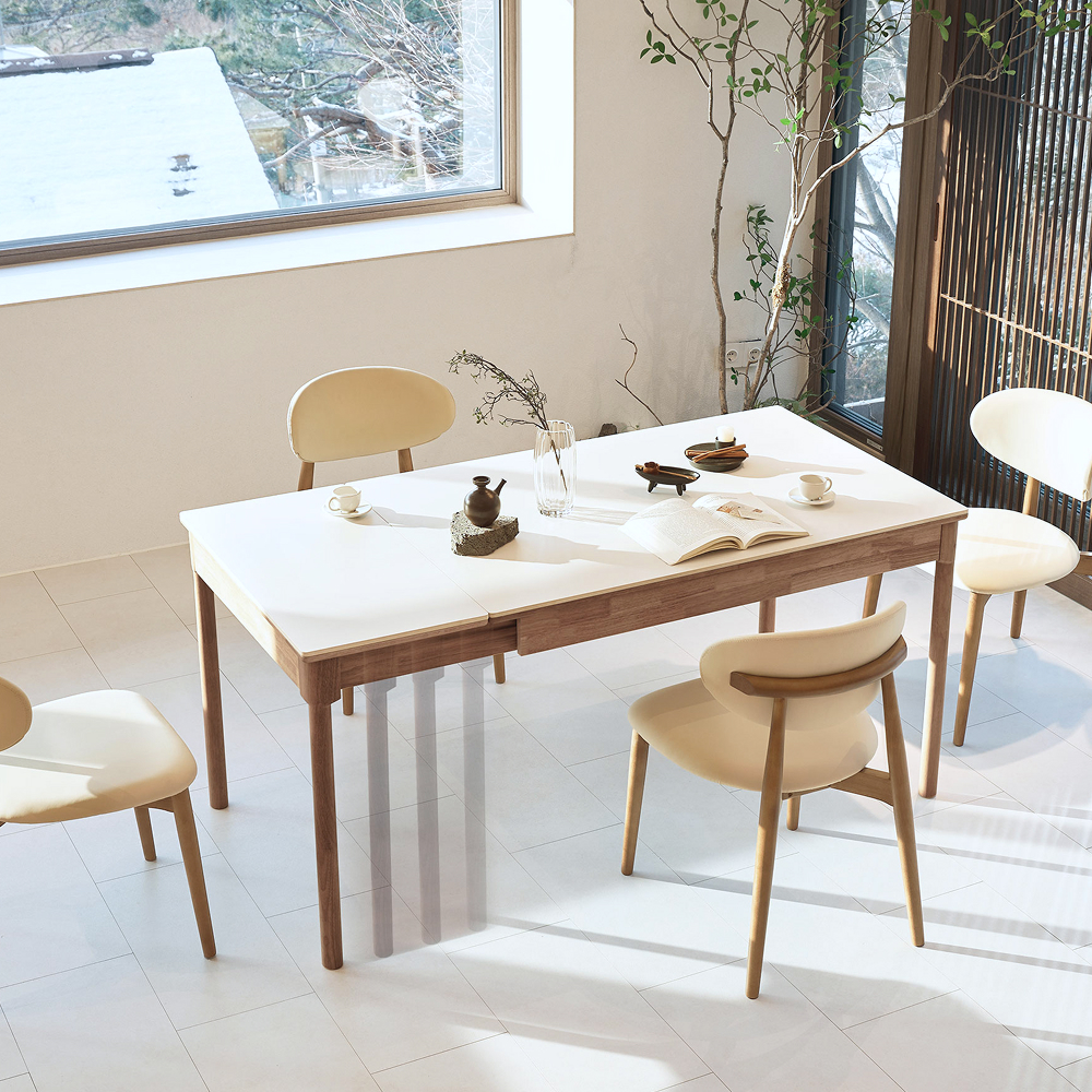 NOON 우디 원목 세라믹 확장형 4인용 6인용 포세린 식탁 1200 1600