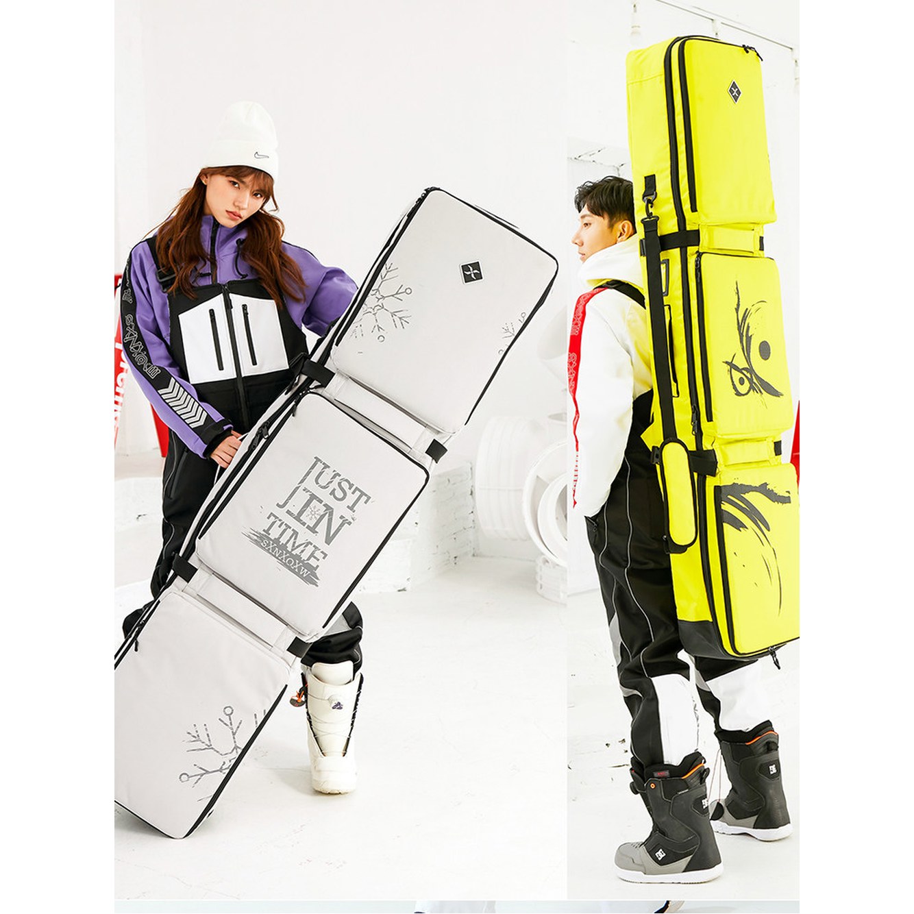 스노우보드 가방 150x36cm 수납 휴대용 스키 배낭 보관 그레이 케이스 - 상세 이미지 3