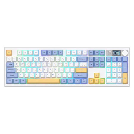 앱코 오피스 네비게이터 유무선 기계식 키보드 딥사운드축, AS104(블루 레몬)