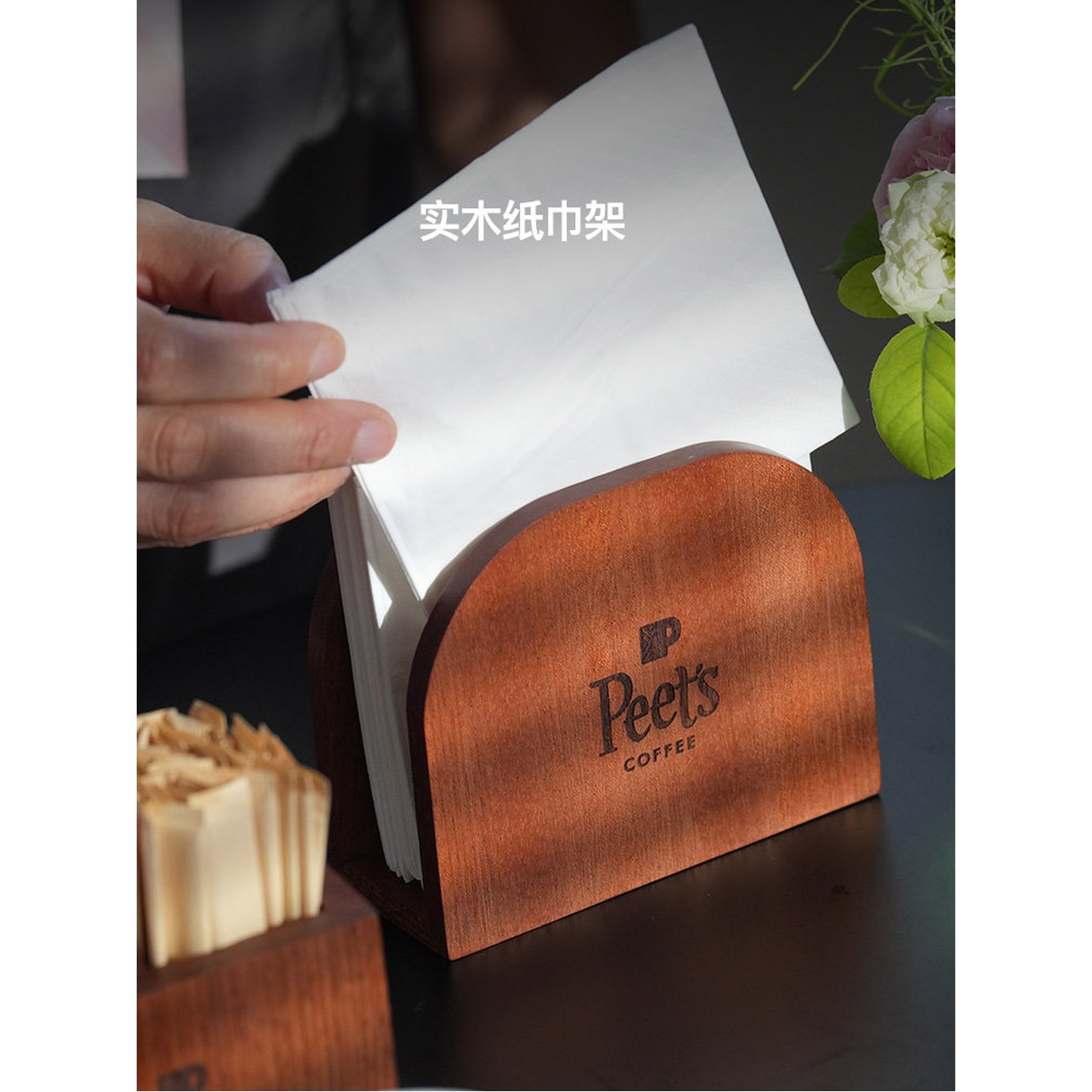 오단목 아카시아 티슈 목재 나무 1PC 수입 주방용 실내외용 달린 커팅 홀더 알레 손잡이 수입 오단목 티슈 홀더 - 상세 이미지 2
