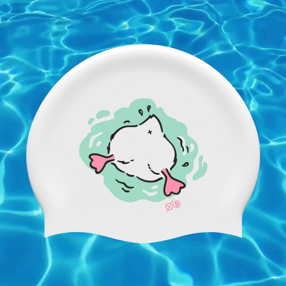 낫브래그 럭키덕희 양면 다른 바이오 수모 귀여운 오리 핑크 민트 단체 수모 이미지 2