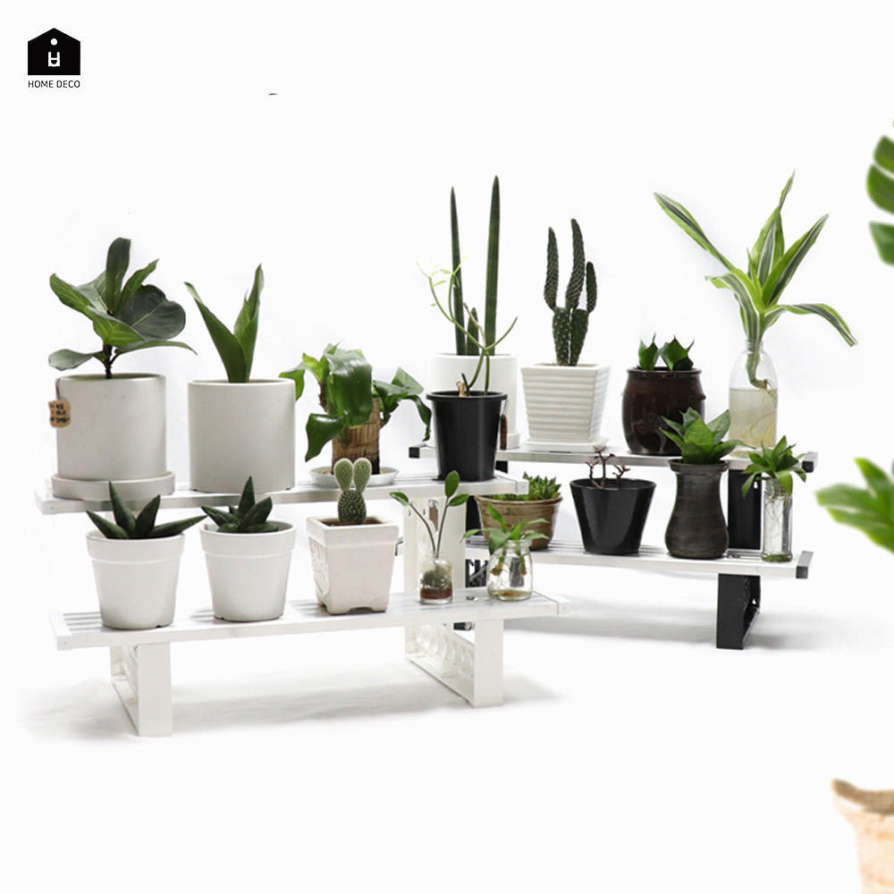 계단식 화분 진열대 다육이 선반 정리대 2단 850x240x250mm, 화이트 이미지 2