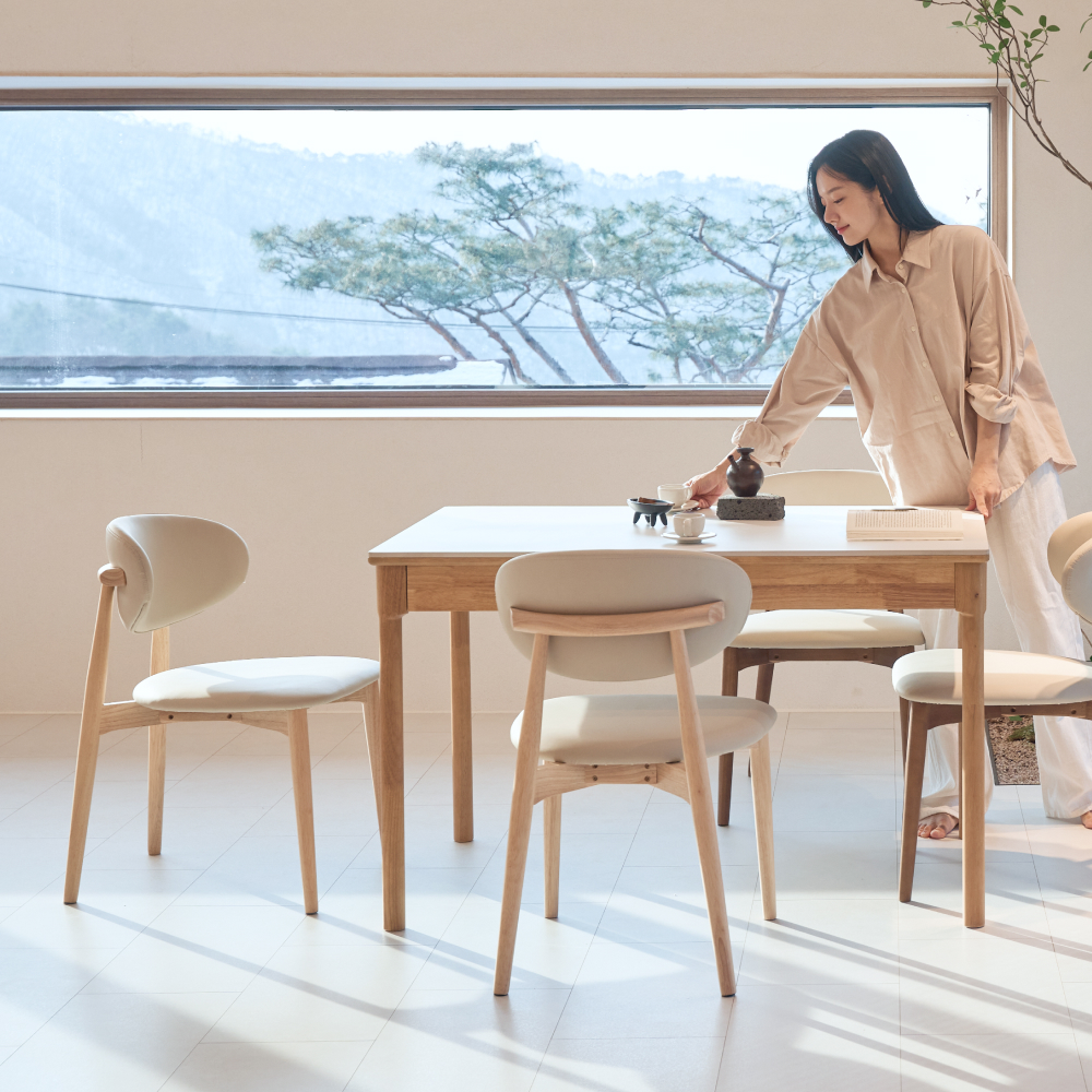 NOON 우디 원목 세라믹 확장형 4인용 6인용 포세린 식탁 1200 1600