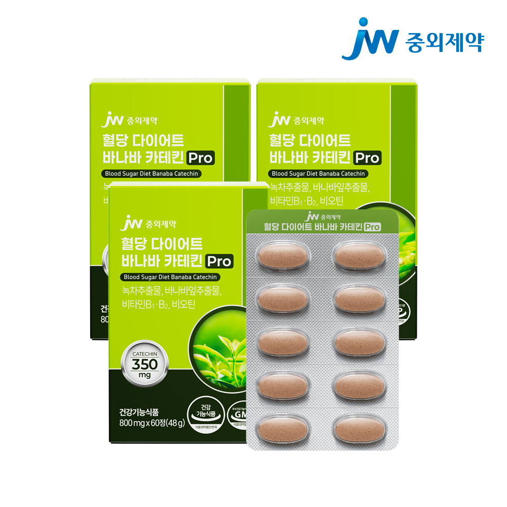 [3개월] JW중외제약 혈당 다이어트 바나바 카테킨 Pro 800mg 60정, 3개 - 상품 이미지