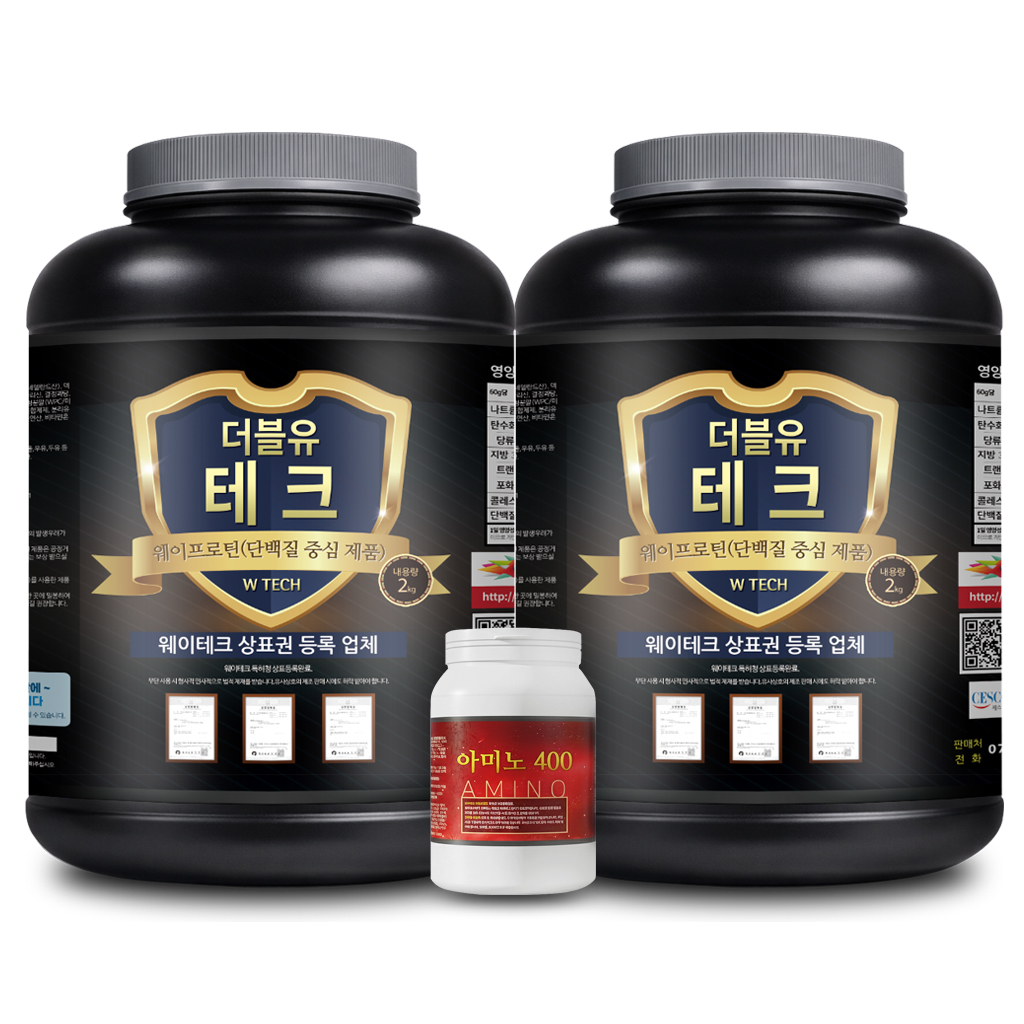 1+1 웨이테크 더블유테크 프로틴 단백질보충제 식물성 파우더 쉐이크 초코두유맛 2kg 2개 제품 이미지