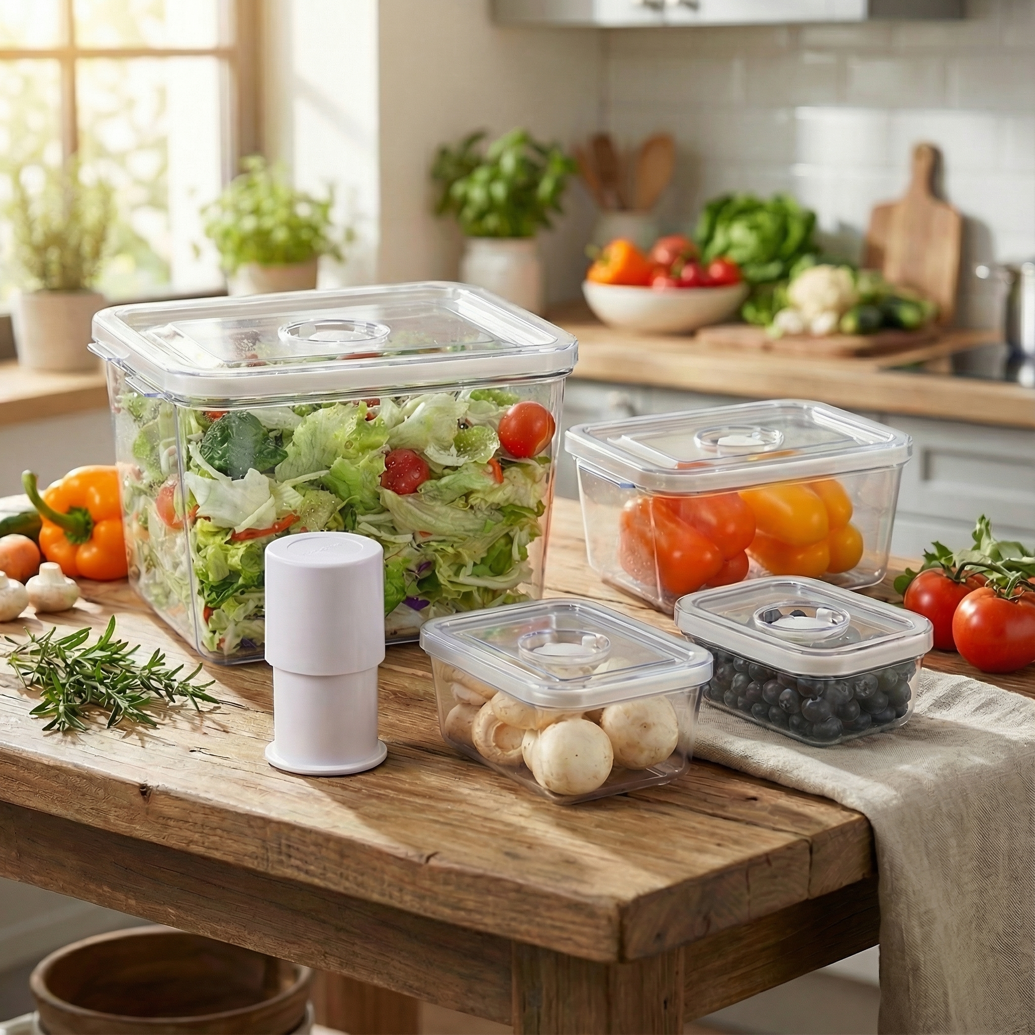 [N배송] 휴락 진공 밀폐용기 뉴트럴그레이 사각5종세트 1개 전자레인지 식세기사용 반찬통 제품 이미지