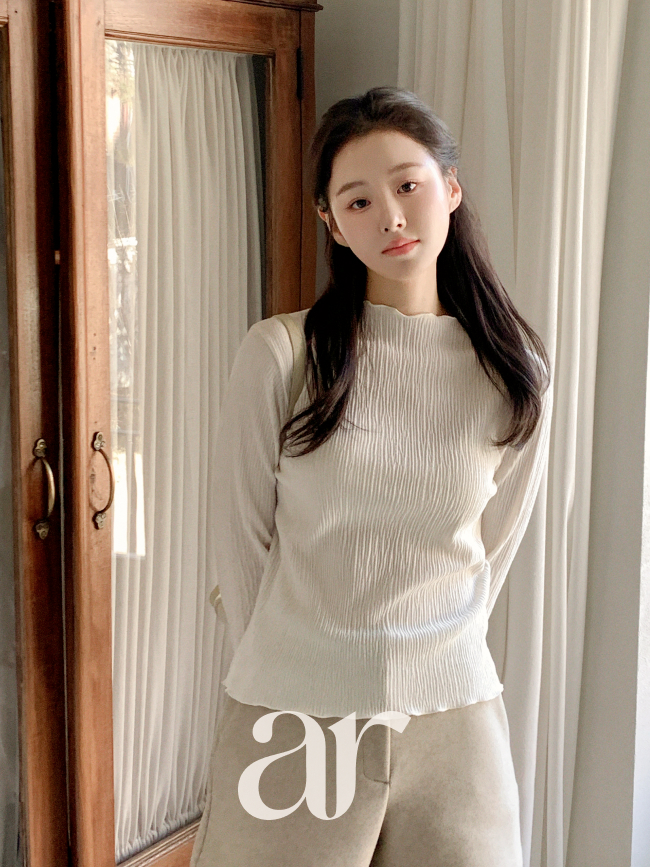 벨벳 링클 플리츠 물결 폴라 긴팔 티셔츠 ts4826 이미지 3