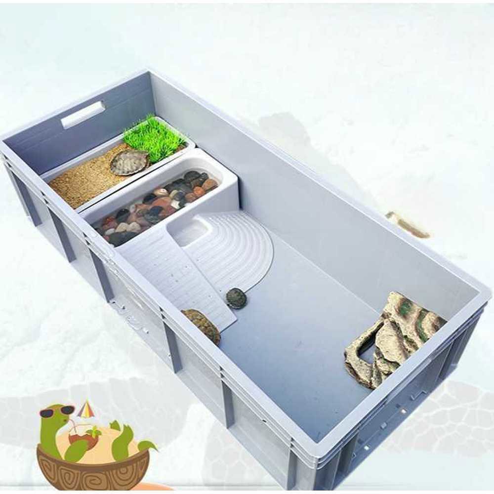 어항 실린더 거북이 반수생 세트 검정 140x40x39cm 수생 키우기 플라스틱 수족관 1 사이드 60 40 23cm 대저택 4622 - 상품 이미지