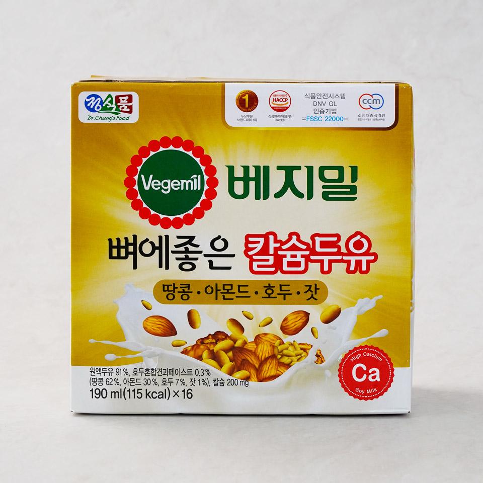 메가마트 정식품 베지밀 뼈에좋은 칼슘두유 땅콩아몬드호두 190mlx16입 - 상품 이미지