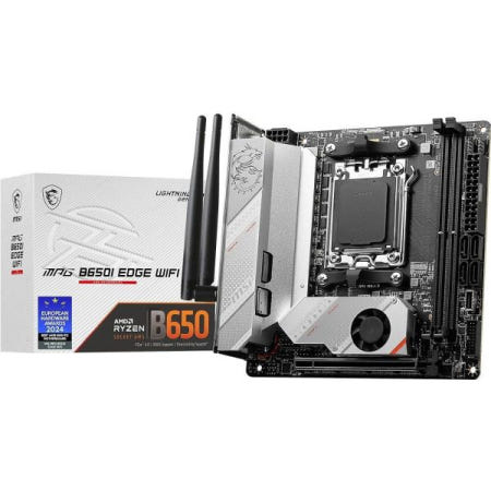 [해외]MSI MPG B650I EDGE WIFI AMD AM5 M-ITX 마더보드, DDR5 ~64GB 2개, PCI-E x16 1개, M.2 SATA 4개, USB2.0 USB