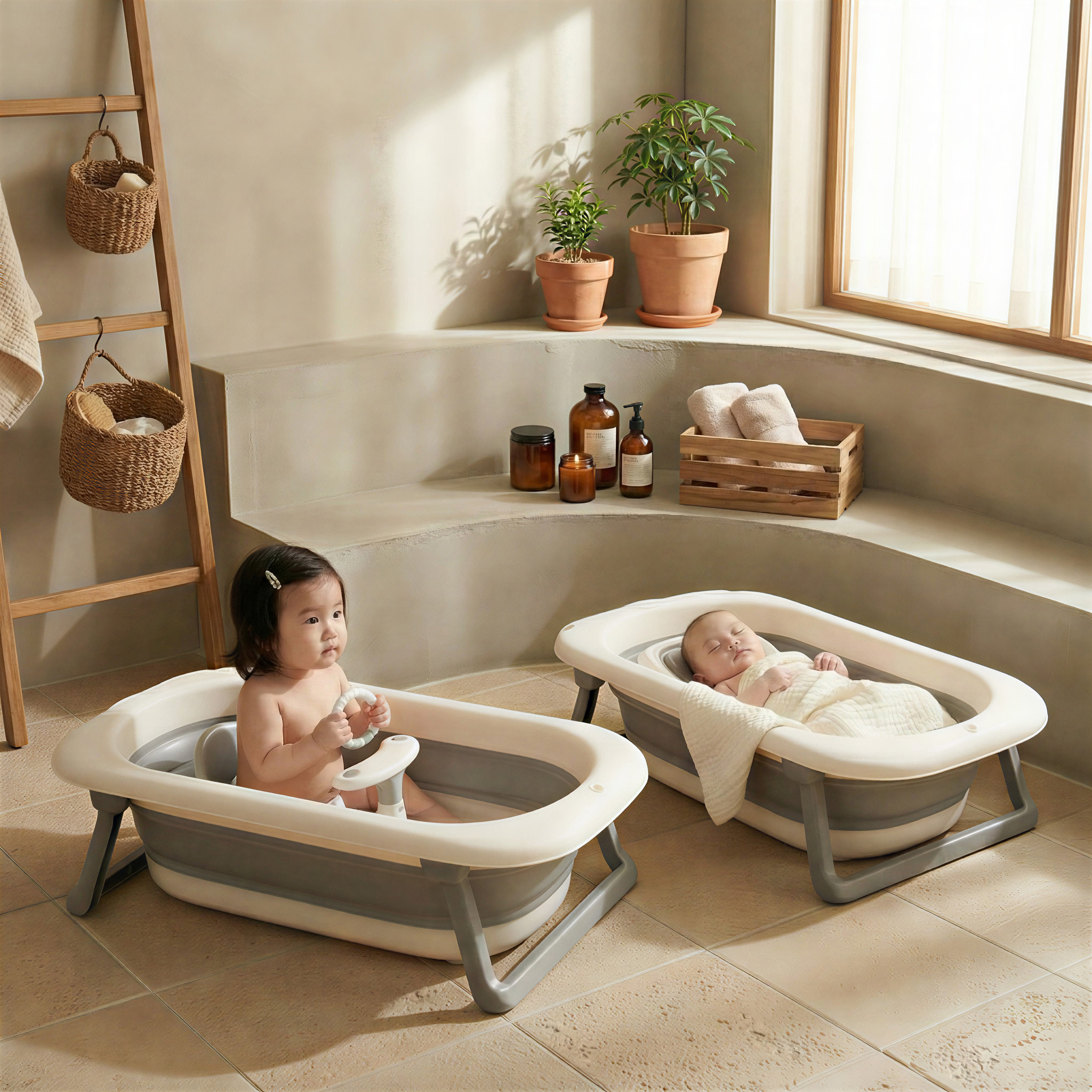 메리본 신생아 아기욕조 싱크대 목욕 접이식