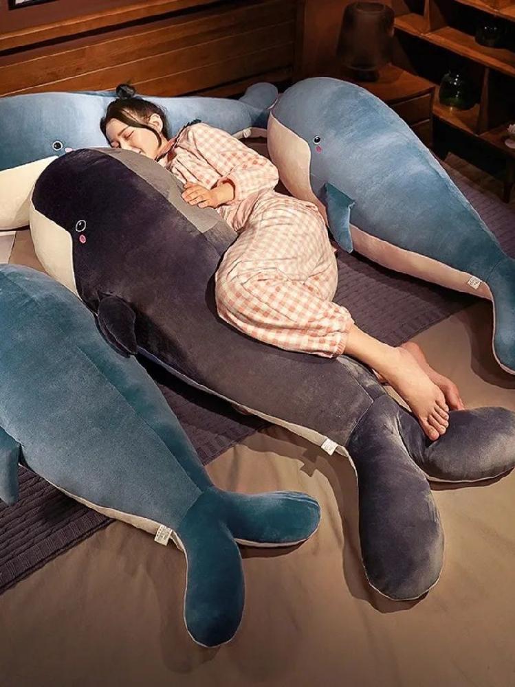대형 고래 인형 돌고래 바디필로우 애착인형 안고자는 쿠션 블루 80cm - 상세 이미지 3