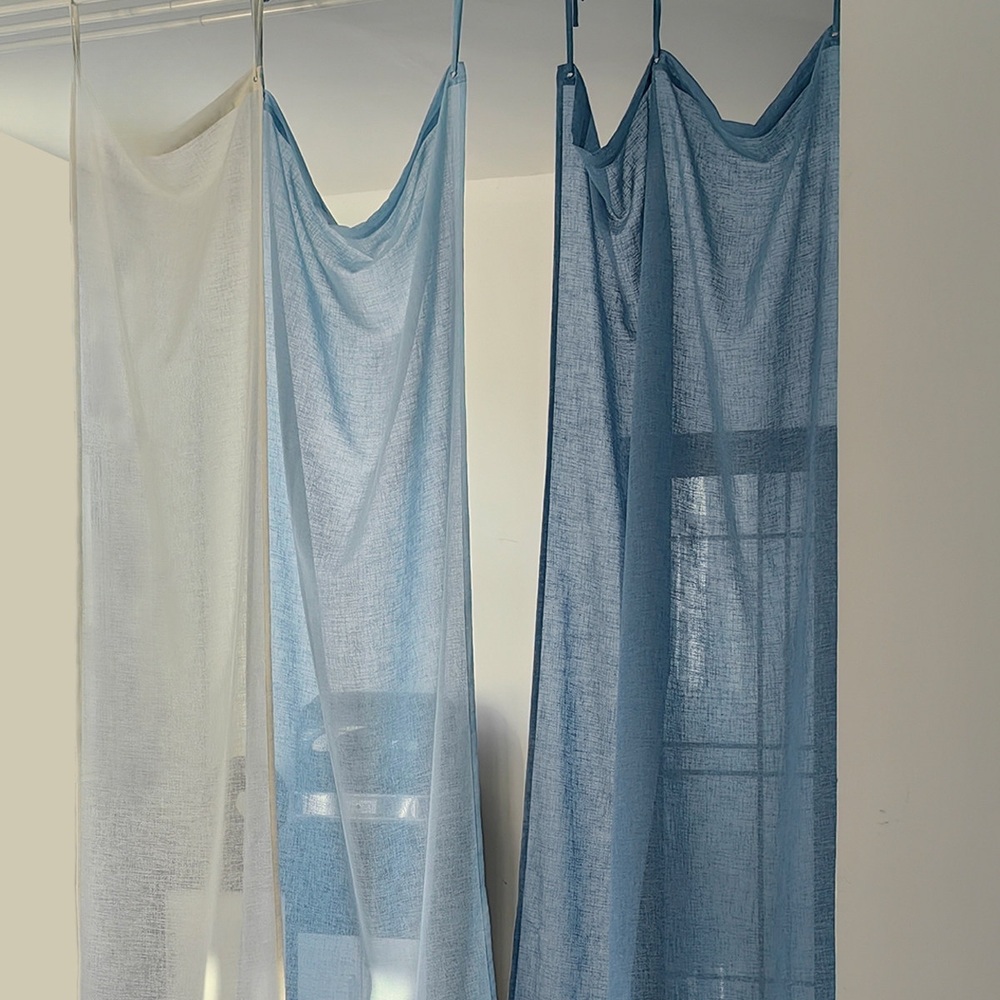 일본식 모시 커튼 조각보 디자인 햇빛가림막 공간분리 밝은 달 흰색 느긋한 90x200cm - 상세 이미지 5