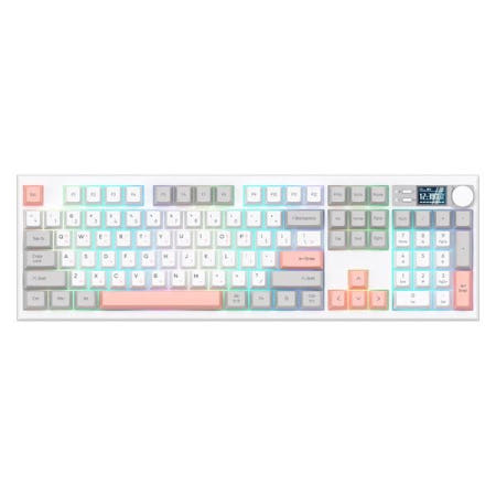 앱코 오피스 네비게이터 유무선 기계식 키보드 딥사운드축, AS104(핑크+그레이)