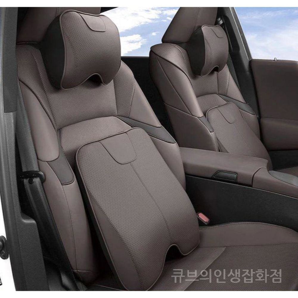 쿠션 허리받침티 허리베게 렉서스D형머리 차량용 세트 목쿠션 렉서스 렉서스 D컷 레스트 야마 밤색 1개입 - 상품 이미지