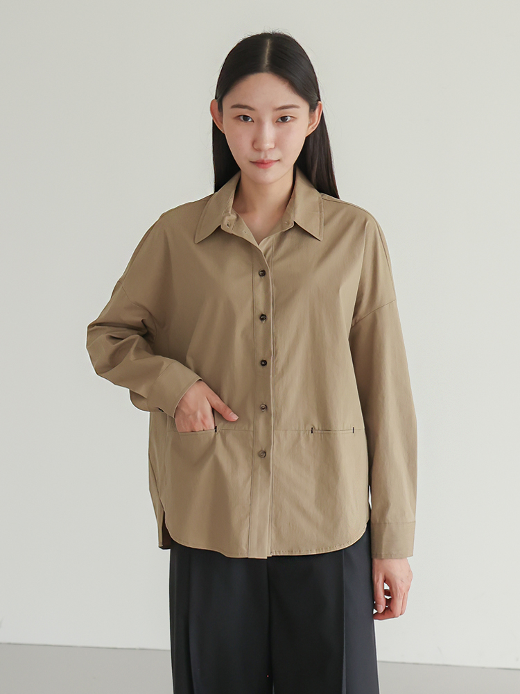 가을 여름 여자 셔츠 데일리 코디 베이직 기본 긴팔 라운드헴 - 상품 이미지