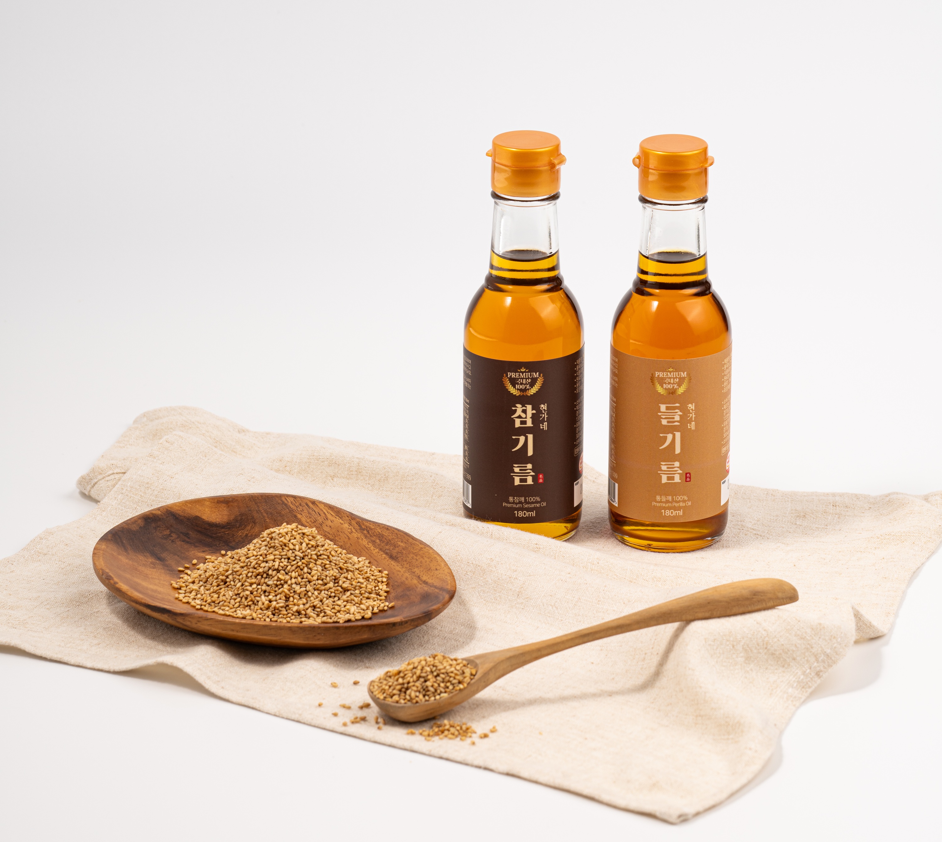 (3세트) 현가네 100% 국산 통깨 저온압착 참기름 180ml + 들기름 180ml 세트 - 상세 이미지 2