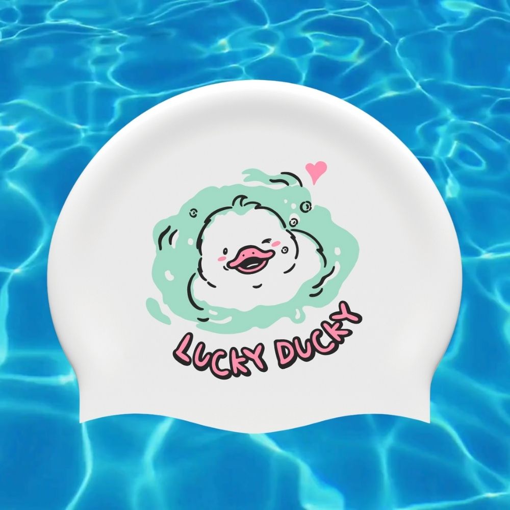 낫브래그 럭키덕희 양면 다른 바이오 수모 귀여운 오리 핑크 민트 단체 수모 이미지 3