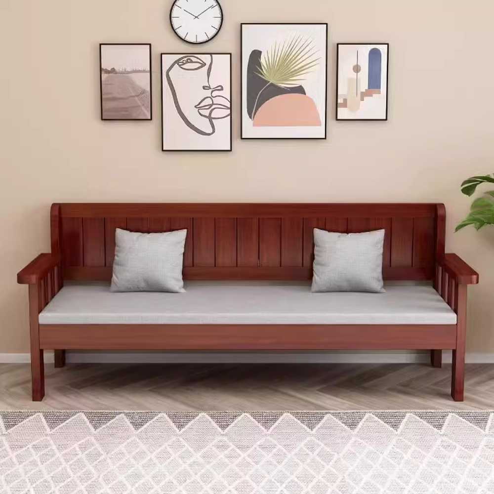 나무 소파 벤치 3인용 원목 거실 평상 카페 가구 160x55x80cm 체리(쿠션) - 상세 이미지 4