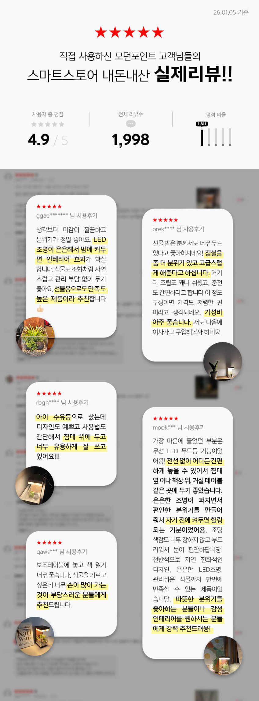 원목 플랜테리어 식물 LED 무선 무드등 집들이선물 네추럴베이지 이오난사기본 판매처 상세 정보 이미지 1