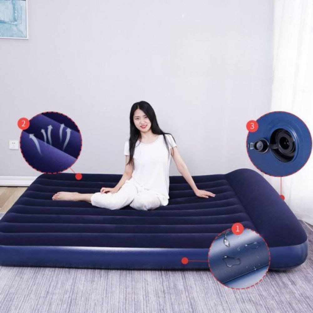 휴대용 Bestway 자충매트 76cm 매트리스 99cm 내장 캠핑용 폭 블루 충전식 베개 없음 에어 펌프 폭 76cm 블루 내장 베개 펌프 없음 - 상품 이미지