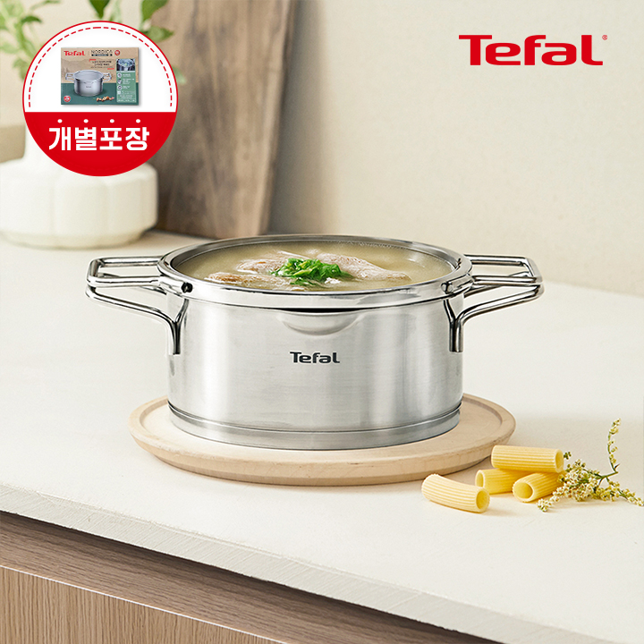[옵션] 테팔 인덕션 스테인레스 노르디카 양수냄비 20cm - 상품 이미지