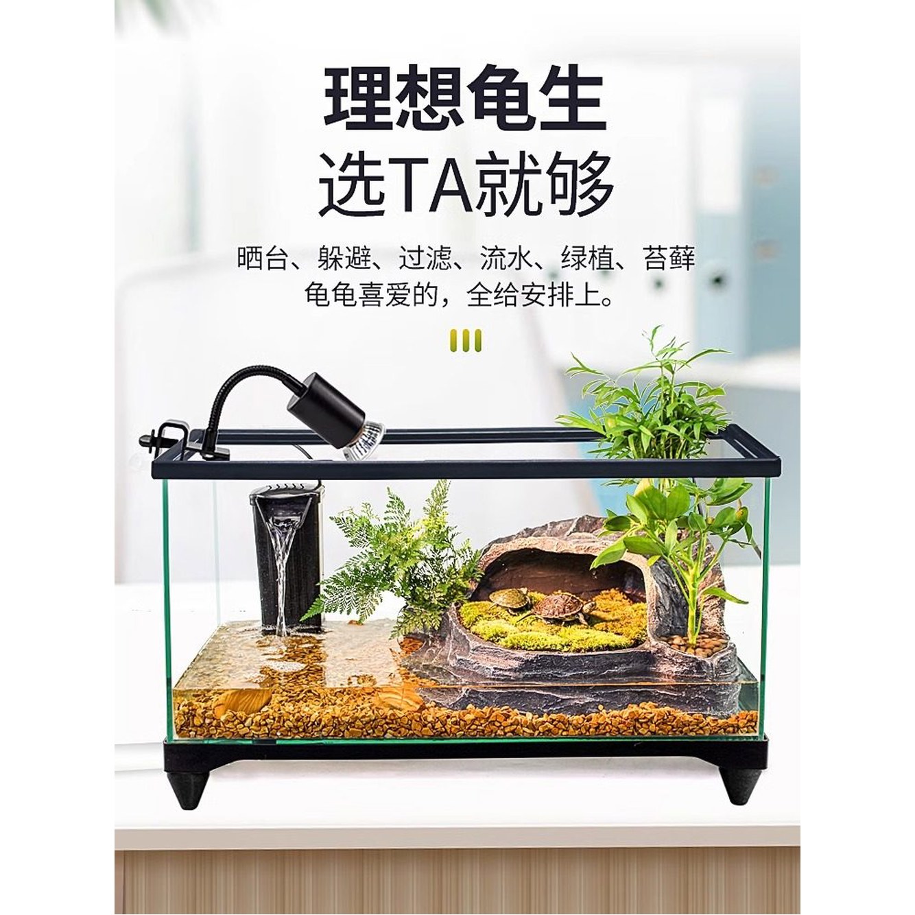 편한 30 반수생거북이 케이스 반수생 거북이키우기 5cm 대형 18 세트 거북이 상자 바닥배수 어항 꾸미기 유리 30 18 18 5cm 바닥배수 - 상세 이미지 2