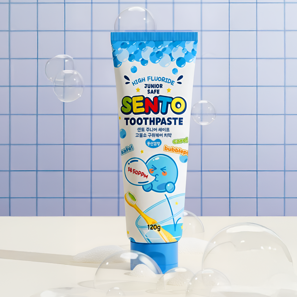센토 주니어 비건 어린이치약 유아 초등학생 고불소 풍선껌향 120g 4개+사과향 120g 2개 이미지 6
