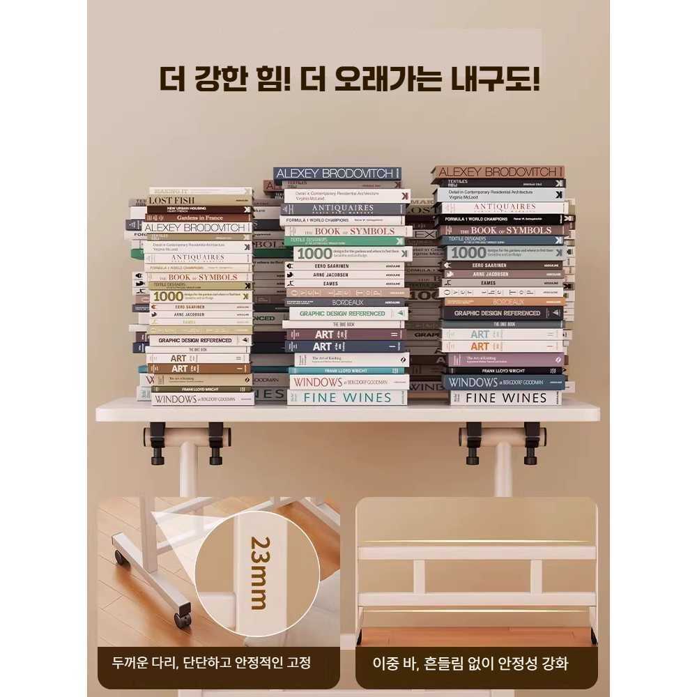 J2K 접이식 공부 책상 1인 가구 노트북 소형 테이블 60x40cm 높이 조절 (화이트) - 상세 이미지 3