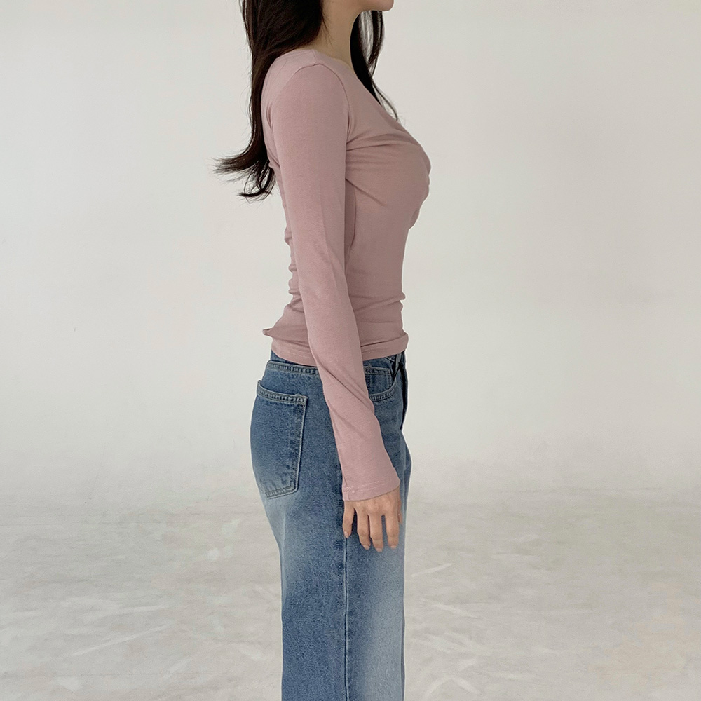 제이런 비스코스 오프숄더 셔링 랩 크롭 슬림핏 티셔츠- 5컬러 - 상세 이미지 5