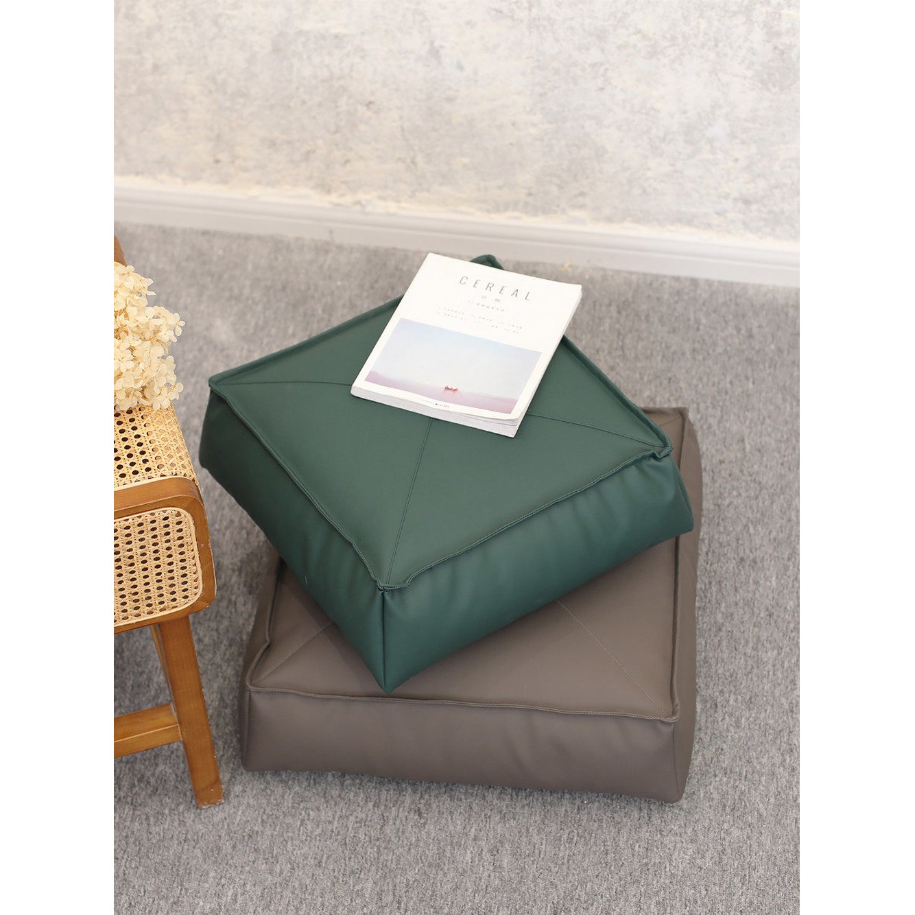 베 방석 인조가죽 30x12cm 가죽 35x35높이15CM 바닥 리폼 높이조절 쿠션 EPP패딩 인조 사무용 둥근 거실 꽃잎가루 35x35 높이15CM EPS패딩 - 상세 이미지 2