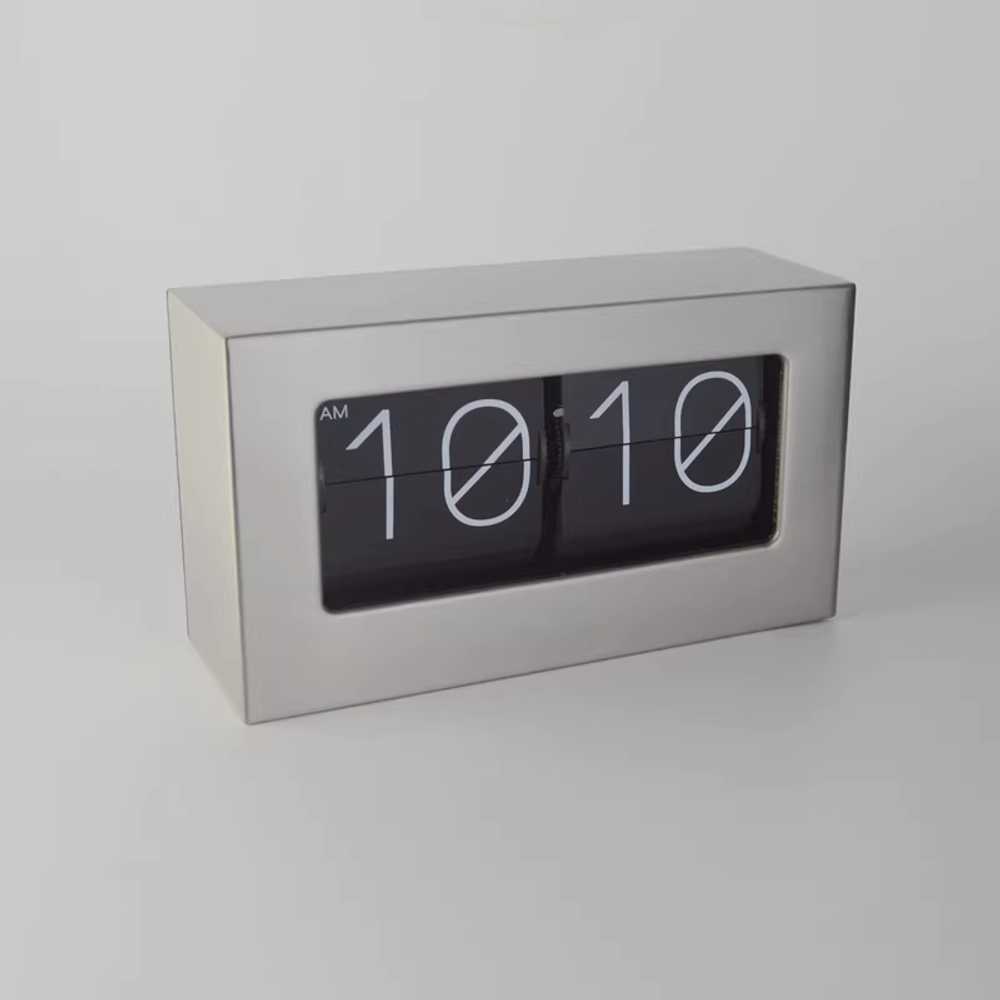 인테리어 플립 시계 탁상형 레트로 모던 스텐 대형 21x11cm - 상품 이미지