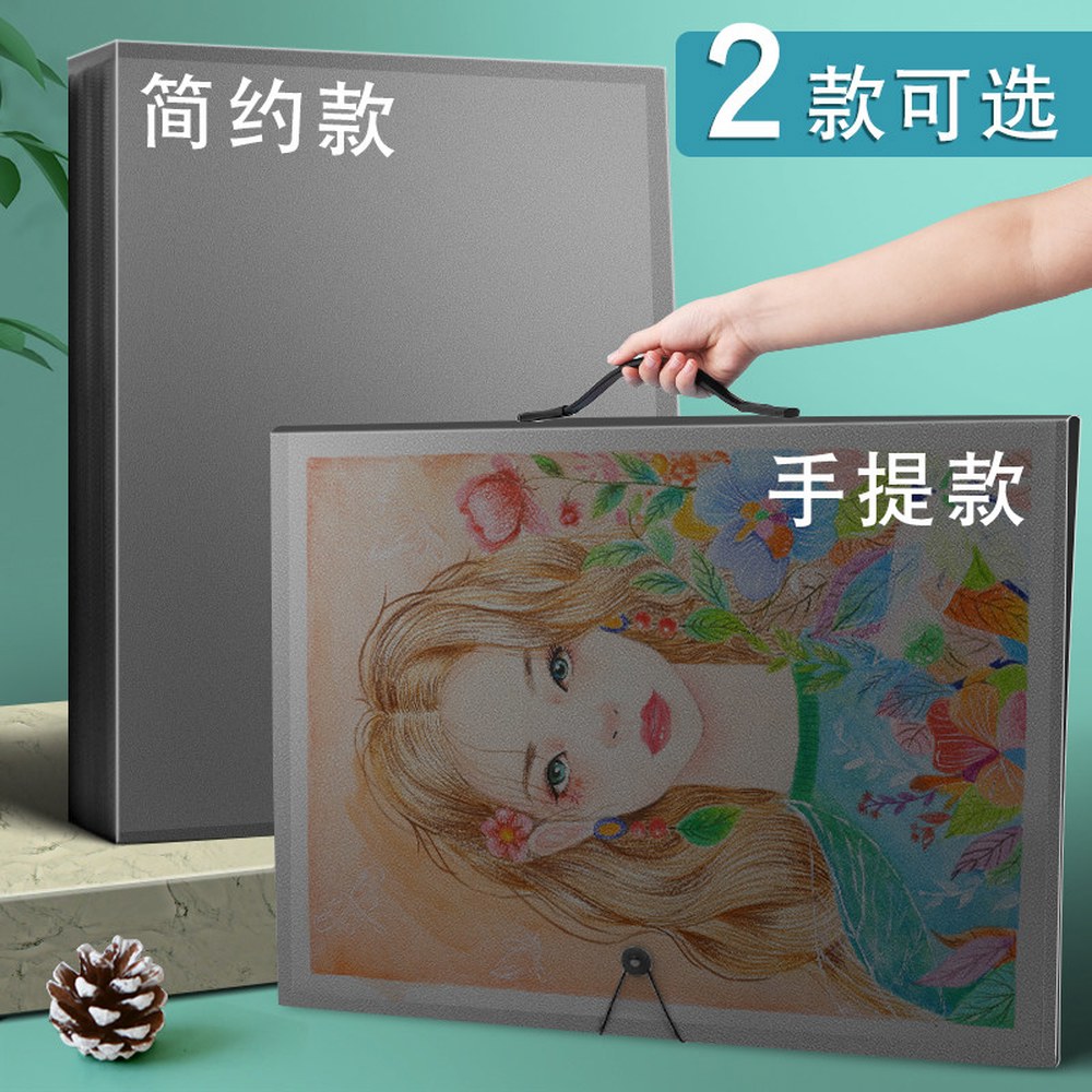 정리 그림 작품집 수채화 휴대용 A2 도구 60매 서랍함 터 검정 보관함 1 딥 블루 60페 A3/8k 는 120장을 - 상세 이미지 2