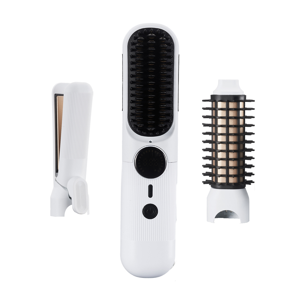 휴브론 트리플헤드 무선고데기 3in1 교체형 빗고데기 기내반입 여행용 뿌리볼륨 매직기 제품 이미지