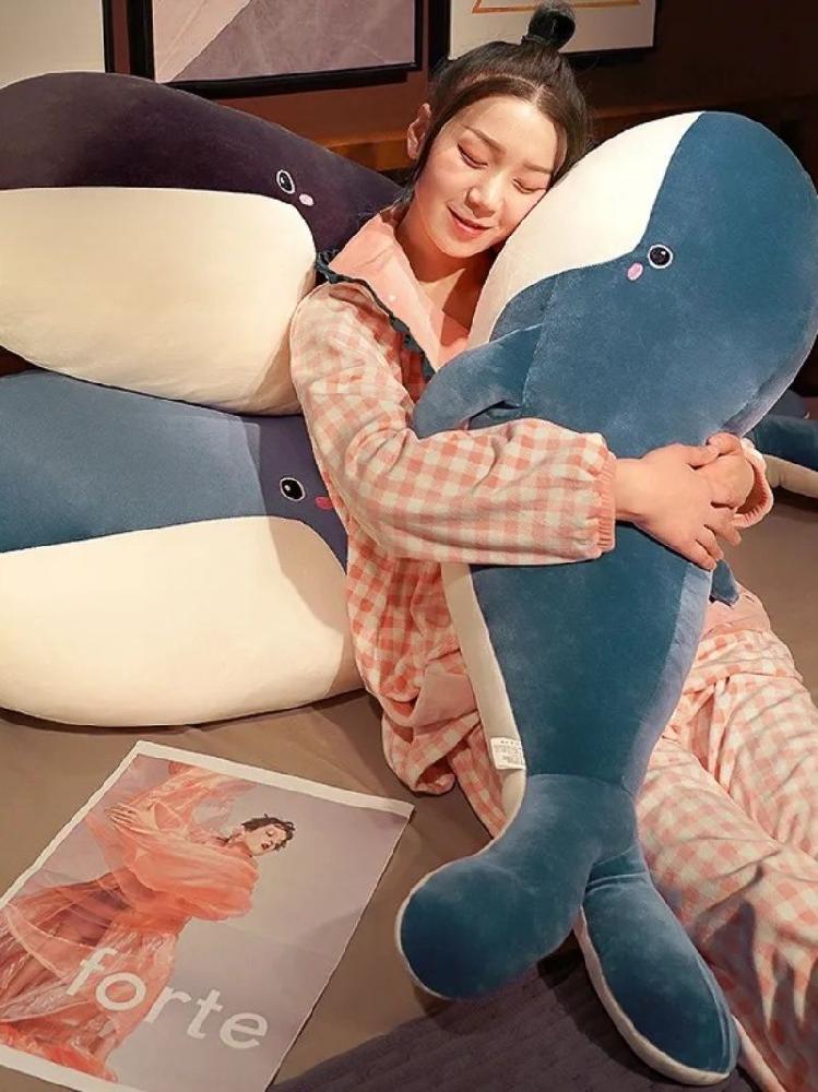 대형 고래 인형 돌고래 바디필로우 애착인형 안고자는 쿠션 블루 80cm - 상세 이미지 4