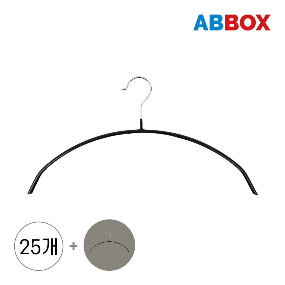 에이비박스 어깨뿔방지 논슬립 상의 라운드 옷걸이 블랙, 25개