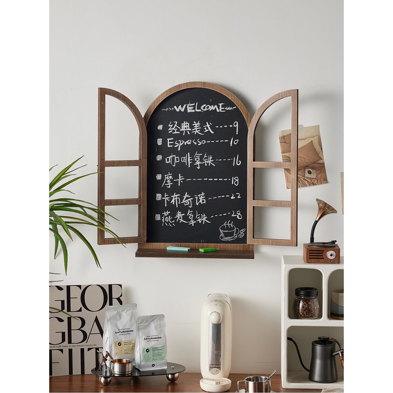 카페 카페인테리어 실내 하나의 칠판스타일 정원 타원 부착형 부드러운 가창스몰사이즈 창문형 오래된 인테리어 가창스몰사이즈 칠판스타일 - 상세 이미지 3