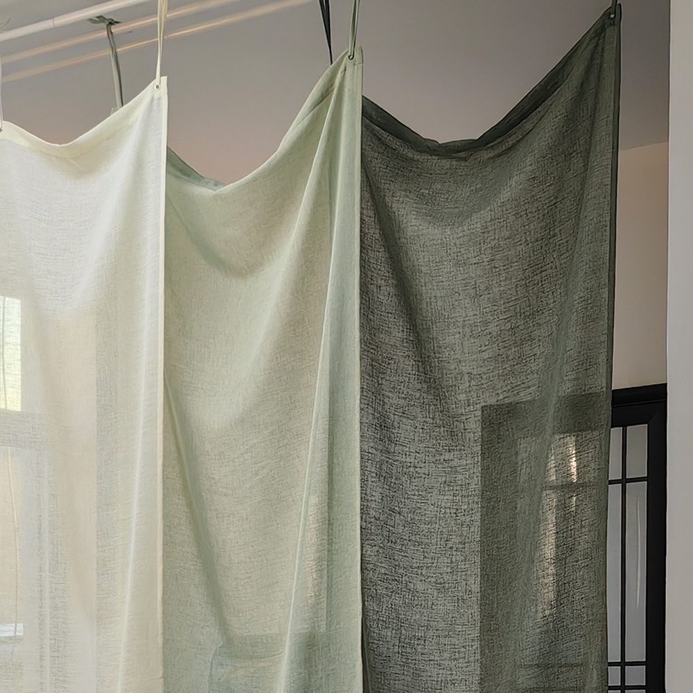 일본식 모시 커튼 조각보 디자인 햇빛가림막 공간분리 밝은 달 흰색 느긋한 90x200cm - 상세 이미지 3