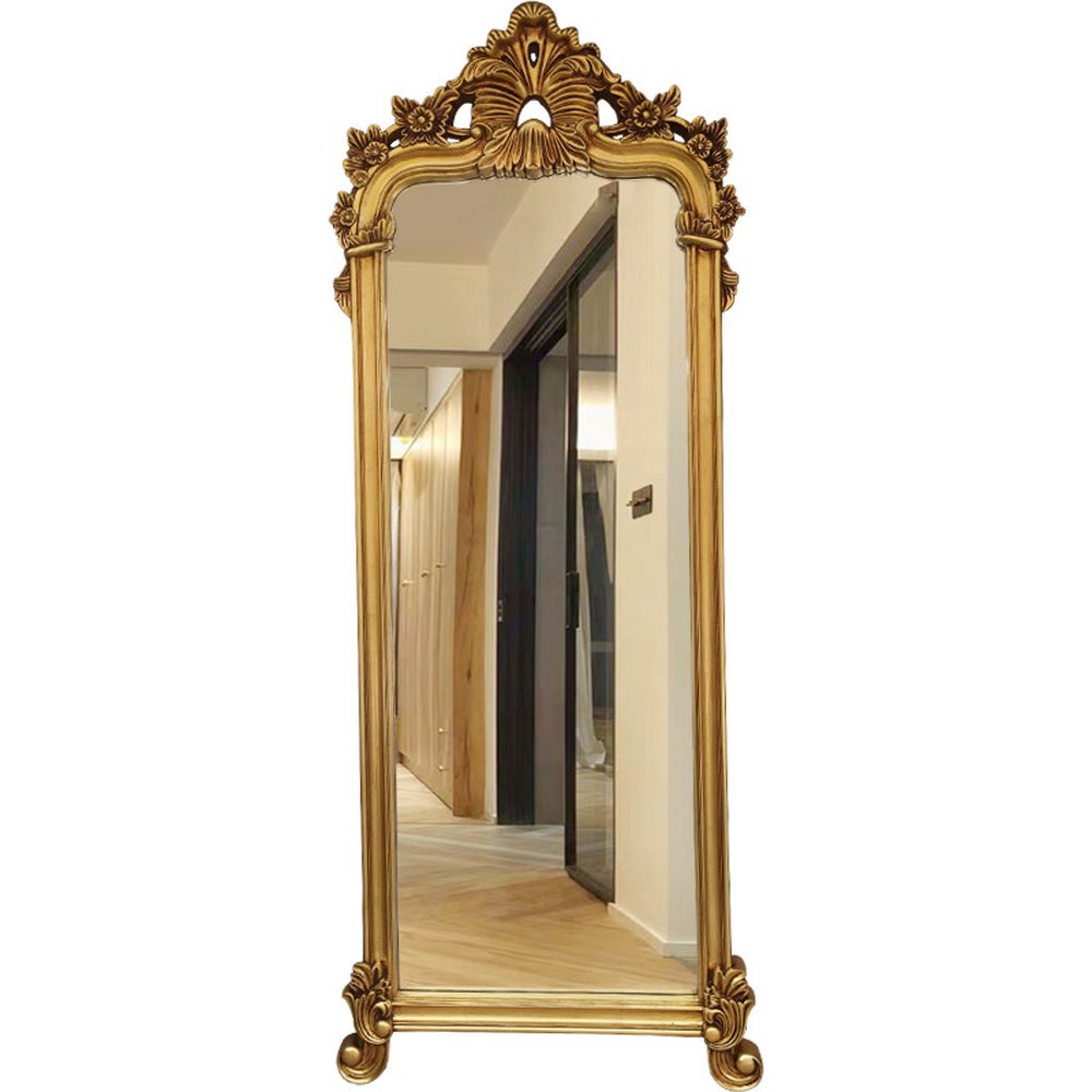 앤티크 69x122CM 포토존 스몰 기타 반대하다 드레스룸 엔틱 전신거울 실버 외틀 현관 미러 벽걸이 HD 웨이브 사각 울트라 웨딩샵 골드 - 상품 이미지