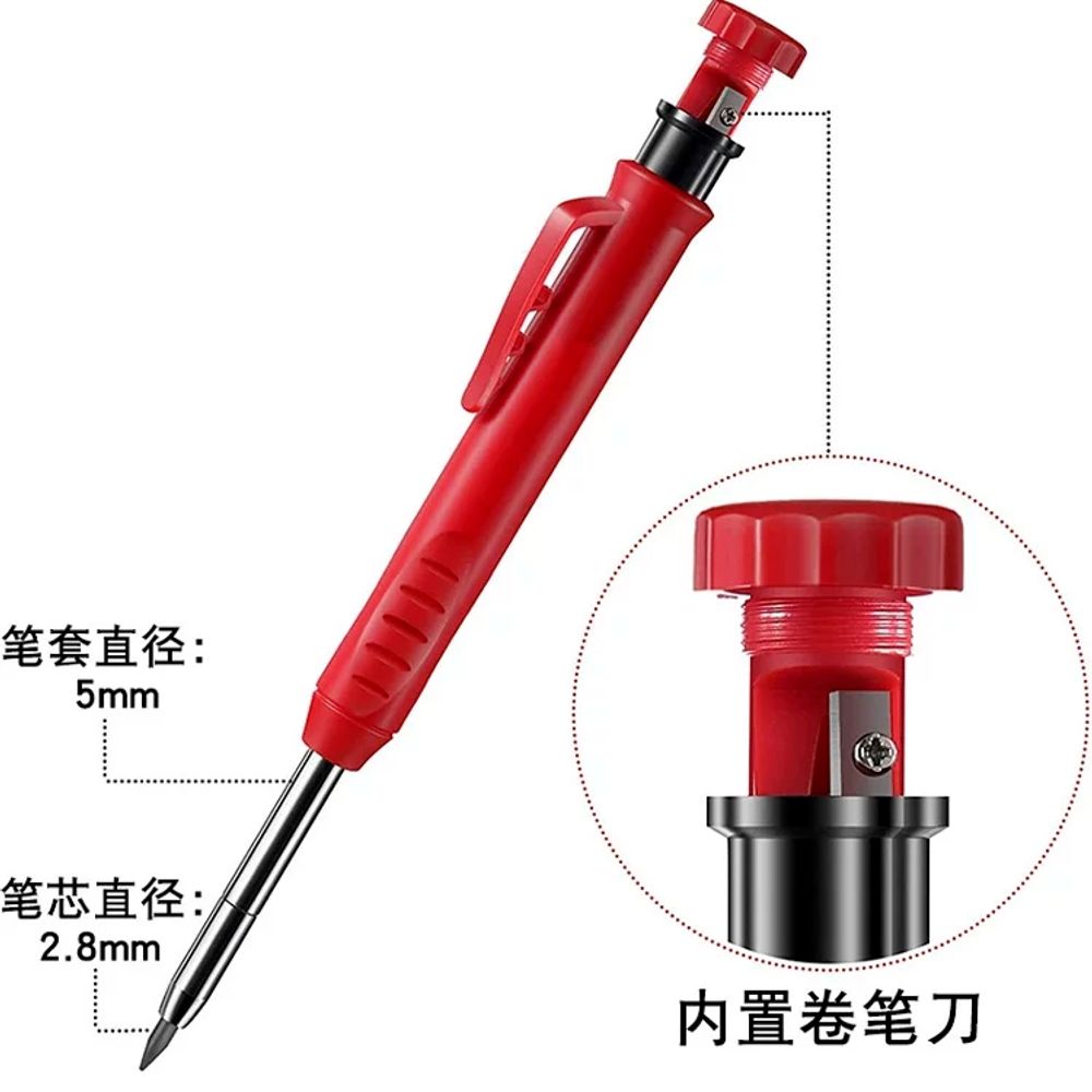 단단한 목수 건설 20mm 마커 스틸 흰색 개폐식 자 A. 빨간색 목공펜 1개, A. 2B - 상세 이미지 4