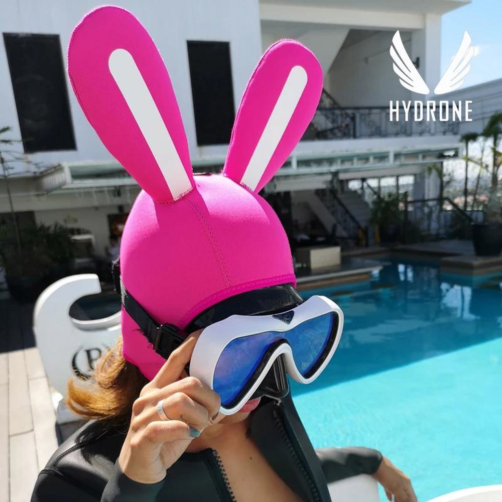 다이빙 White 귀가있는 귀 모자 잠수복 토끼 스쿠버 후드 rabbit 서핑 프 이즈 로즈레드 - 상품 이미지