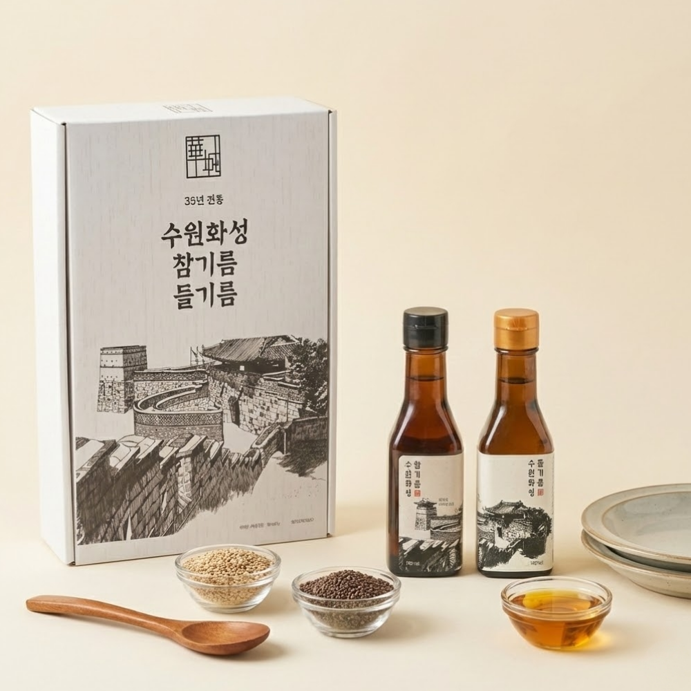 [국내제조] 저온압착 방앗간 진한 들기름 300ml+300ml 2P 선물세트 답례품 - 상세 이미지 2