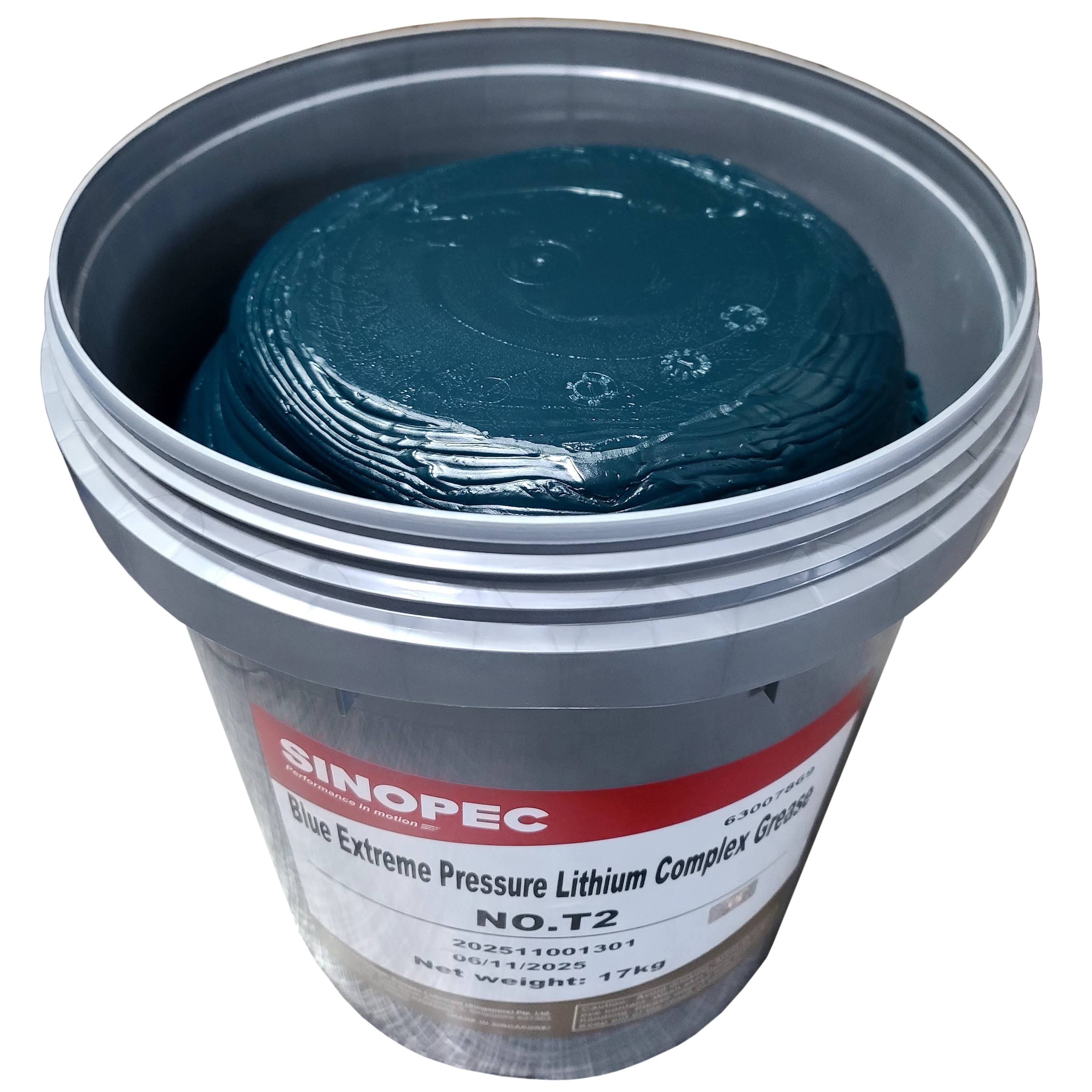 시노펙 고열 그리스 블루 T2 17KG 리튬복합 고성능 파란 구리스 말통 (적점 304도) 고온 고속 고하중 베어링 화물차 덤프트럭 굴삭기 중장비 다목적 15KG+2KG 싱가포르산 이미지 2